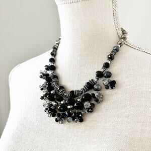 Talbots Black & Silver Faceted Bead Necklace